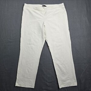 EILEEN FISHER SYSTEM Bone White Washable Stretch Crepe Slim Ankle Pants Petite L